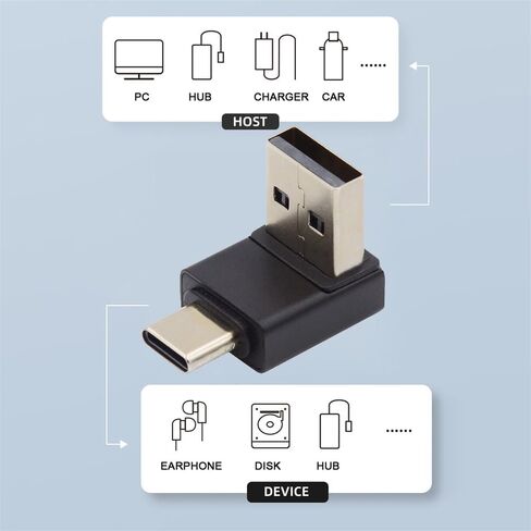 NFHK بزاوية أسفل USB3.0 نوع A ذكر إلى USB 3.1 نوع C ذكر بيانات 10 جيجابت في الثانية محول الشحن 90 درجة للهاتف المحمول in Saudi Arabia