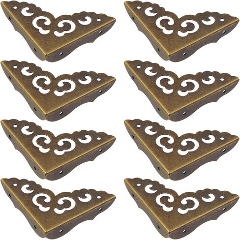 MY MIRONEY 4PCS Brass Furniture Corner Protector Triangle Box Corner Protector Hollow Cloud Pattern Antique Hardware Desk Edge Corner Guard with Nails, 1.97" x 1.97" x 1.97" in Kuwait