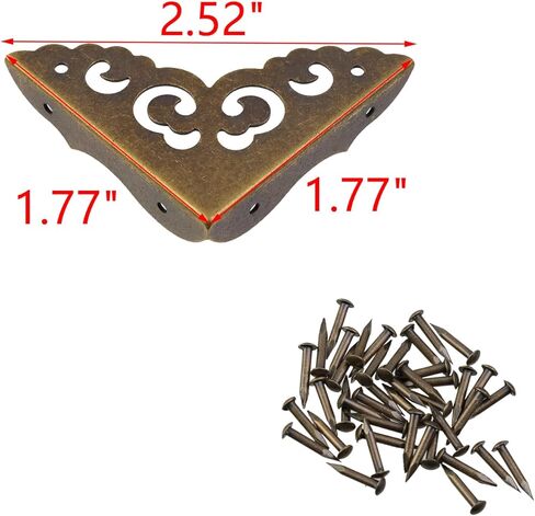 MY MIRONEY 4PCS Brass Furniture Corner Protector Triangle Box Corner Protector Hollow Cloud Pattern Antique Hardware Desk Edge Corner Guard with Nails, 1.97" x 1.97" x 1.97" in Kuwait