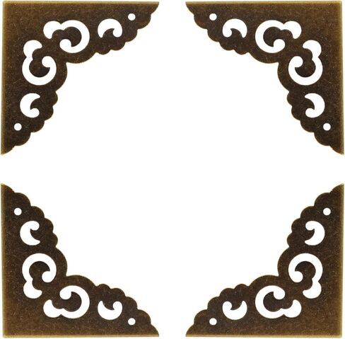 MY MIRONEY 4PCS Brass Furniture Corner Protector Triangle Box Corner Protector Hollow Cloud Pattern Antique Hardware Desk Edge Corner Guard with Nails, 1.97" x 1.97" x 1.97" in Kuwait