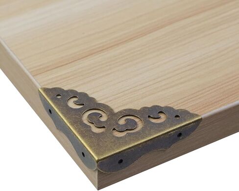 MY MIRONEY 4PCS Brass Furniture Corner Protector Triangle Box Corner Protector Hollow Cloud Pattern Antique Hardware Desk Edge Corner Guard with Nails, 1.97" x 1.97" x 1.97" in Kuwait