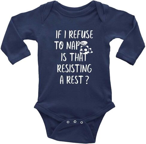 If I Refuse To Nap Is That Resisting A Rest? Baby Romper Long Sleeve One-Piece SOft in Saudi Arabia