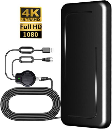 TV Antenna for Smart TV - TV Antenna Indoor Digital HD TV Antenna and Free Local Channels - 4K HD 1080P All TV's VHF UHF 500+ Miles Range - 32.8ft Coax Cable/AC Adapter 2024 New in Saudi Arabia