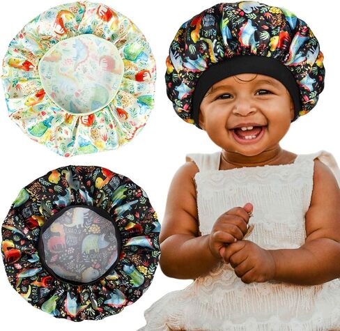 3 Pieces Kids Satin Bonnet Adjustable Sleep Caps Soft Silk Night Sleeping Hats for Teens Toddler Children Reversible Double in Saudi Arabia