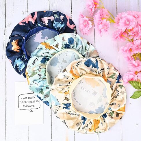 3 Pieces Kids Satin Bonnet Adjustable Sleep Caps Soft Silk Night Sleeping Hats for Teens Toddler Children Reversible Double in Saudi Arabia