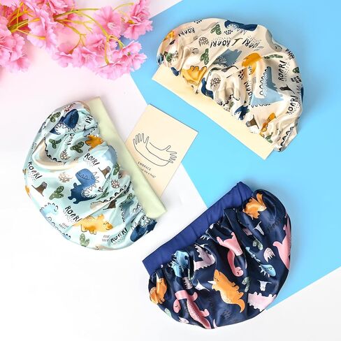 3 Pieces Kids Satin Bonnet Adjustable Sleep Caps Soft Silk Night Sleeping Hats for Teens Toddler Children Reversible Double in Saudi Arabia
