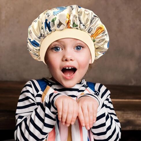 3 Pieces Kids Satin Bonnet Adjustable Sleep Caps Soft Silk Night Sleeping Hats for Teens Toddler Children Reversible Double in Saudi Arabia