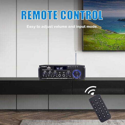 BT-298Pro مضخم صوت ستيريو مع بلوتوث 5.0، بحد أقصى 400 وات - 2.0 قناة مضخم صوت منزلي للكاريوكي ومكبرات صوت المسرح المنزلي، W/FM، USD، SD، RCA، Echo MIC في، جهاز التحكم عن بعد in Kuwait