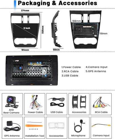 [2+64G] مجموعة ستيريو Hikity Android لراديو Subaru Forester WRX Impreza، شاشة لمس HD 9 بوصة لاسلكية CarPlay Android Auto Radio مع نظام تحديد المواقع العالمي (GPS) وكاميرا احتياطية HiFi BT RDS in Saudi Arabia