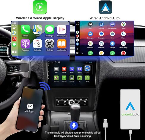 2+32G Android 12 Double Din Car Stereo for Ford Mustang 2010 2011 2012 2013 2014 with 10.1 Inch Touchscreen Radio Built-in Wireless Carplay/Android Auto/GPS/Bluetooth/FM/AUX-in/SWC/Backup Camera in Saudi Arabia