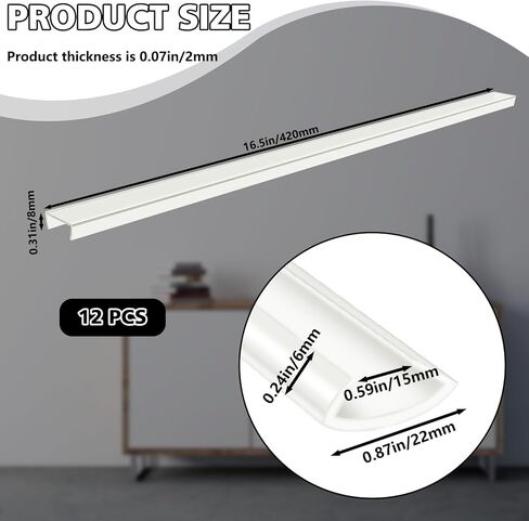12 قطعة من البلاستيك الواقي من الحواف الشفافة، واقي زوايا جدار الأثاث بطول 16.5 سم لباب الخزانة مقاس 0.7 سم، زخرفة مصدات زوايا الطاولة سهلة الارتداء على المكتب، شريط حماية الحواف الحادة لسرير الدرج in Kuwait
