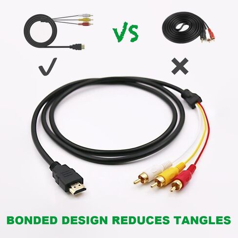 HDMI Cable 5ft/1.5m 1080P HDMI Male to 3 Video Audio AV Cable Connector Adapter Transmitter for TV HDTV DVD VCD in Kuwait