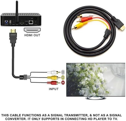 HDMI Cable 5ft/1.5m 1080P HDMI Male to 3 Video Audio AV Cable Connector Adapter Transmitter for TV HDTV DVD VCD in Kuwait