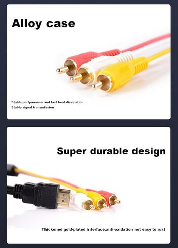 HDMI Cable 5ft/1.5m 1080P HDMI Male to 3 Video Audio AV Cable Connector Adapter Transmitter for TV HDTV DVD VCD in Kuwait