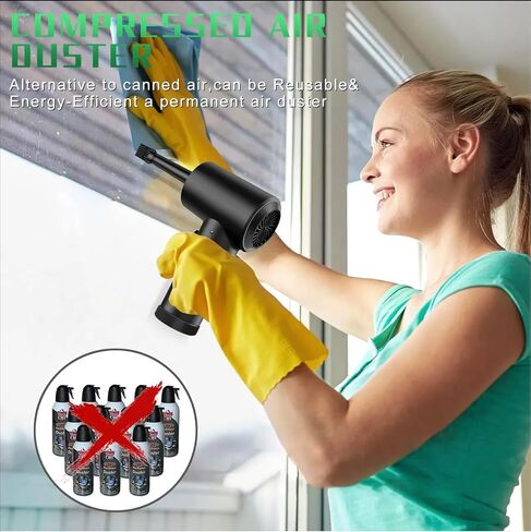Compressed air Duster - Keyboard Cleaner for Office no Canned Reusable Good Replacement Can Electric 91000RPM Cordless air Duster pc 7600mAh -pc Cleaning-air Blower-car dusters-Electric in Saudi Arabia