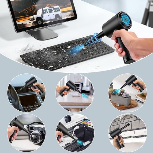 Compressed air Duster - Keyboard Cleaner for Office no Canned Reusable Good Replacement Can Electric 91000RPM Cordless air Duster pc 7600mAh -pc Cleaning-air Blower-car dusters-Electric in Saudi Arabia