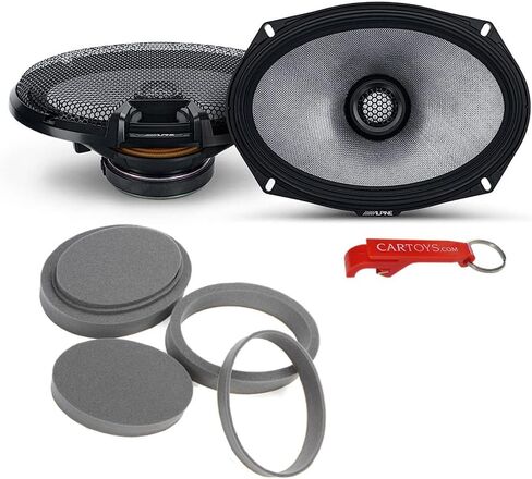 Alpine R-Series R2-S69 6x9 2-Way Coaxial Hi-Res Certified Car Audio Speakers w/Fast Rings Bundle, Integrated 1" Tweeter & Crossover Network, 100W RMS, 300W Peak, 60Hz-40kHz Frequency Response in Saudi Arabia