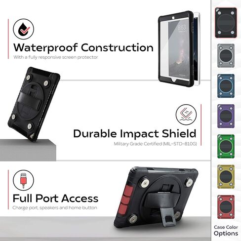CTA iPad 7th/8th/9th Generation Case 10.2" - Strong Magnetic & Water Resistant Tablet Case with Mounting Plates for iPad 7/8/9 Gen 10.2" - iPad Pro 10.5" - iPad Air 3 & 4 - Black Color – (PAD-MSPC10) in Saudi Arabia