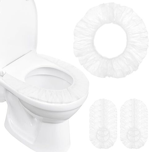10 Pcs Disposable Toilet Seat Cover,Plastic Toilet Seat Covers Toilet Seat Covers Disposable Flushable Waterproof Non-Woven Potty Seat Covers for Traveling Bathroom (Individually Packed,White) in Saudi Arabia