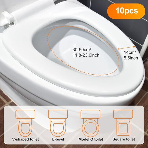 10 Pcs Disposable Toilet Seat Cover,Plastic Toilet Seat Covers Toilet Seat Covers Disposable Flushable Waterproof Non-Woven Potty Seat Covers for Traveling Bathroom (Individually Packed,White) in Saudi Arabia