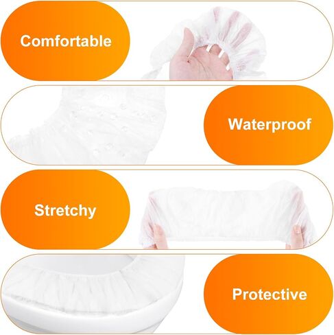 10 Pcs Disposable Toilet Seat Cover,Plastic Toilet Seat Covers Toilet Seat Covers Disposable Flushable Waterproof Non-Woven Potty Seat Covers for Traveling Bathroom (Individually Packed,White) in Saudi Arabia