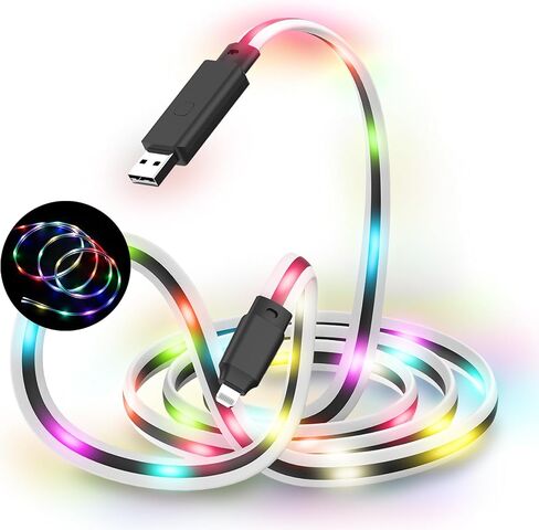 LED iPhone Charger [Apple MFi Certified] Color Changing light up iphone charger cord, Valentine's Day LED Charger Cable with 17 Lighting Modes for iPhone 14 Pro Max13/12/11 Pro (6ft) in Saudi Arabia