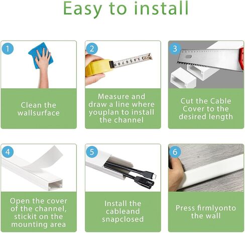 Platane TV Cord Hider Wall Kit,Cord Covers for wires on wall- Fire Retardant, Electric Shock Prevention - Hide Wires Safely & Stylishly on Wall Mounted TV (6 x 15.75 L x 0.94" W x 0.55" H) in Saudi Arabia