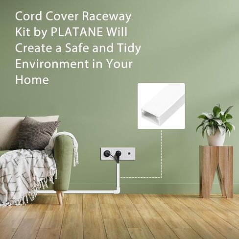 Platane TV Cord Hider Wall Kit,Cord Covers for wires on wall- Fire Retardant, Electric Shock Prevention - Hide Wires Safely & Stylishly on Wall Mounted TV (6 x 15.75 L x 0.94" W x 0.55" H) in Saudi Arabia