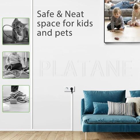 Platane TV Cord Hider Wall Kit,Cord Covers for wires on wall- Fire Retardant, Electric Shock Prevention - Hide Wires Safely & Stylishly on Wall Mounted TV (6 x 15.75 L x 0.94" W x 0.55" H) in Saudi Arabia