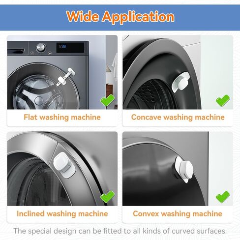 SAFELON 2 قطعة دعامة باب الغسالة ذات التحميل الأمامي، قفل سدادة لحامل باب غسالة سلامة الأطفال، يبقي الباب مفتوحًا (أبيض) in Kuwait