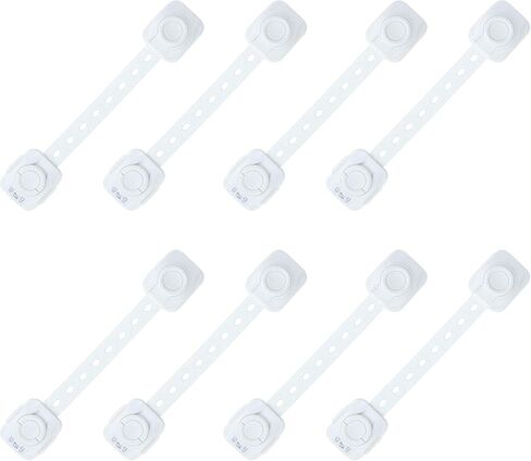 Child Safety Cabinet Locks - Baby Proofing Child Safety Locks Strap, 3M Adhesive Adjustable Door Latches for Cabinets and Drawers, Multi-Purpose for Furniture Toilet Seats Ovens (2-PACK WHITE) in Saudi Arabia