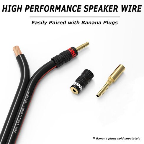 12AWG Speaker Wire Cable (50 Feet) - 12 Gauge Enhanced CCA Copper Clad Aluminum Audio Speaker Wire Cable Great Use for Home Theater Speakers, Car Speakers, Surround Sound (Black) in Saudi Arabia