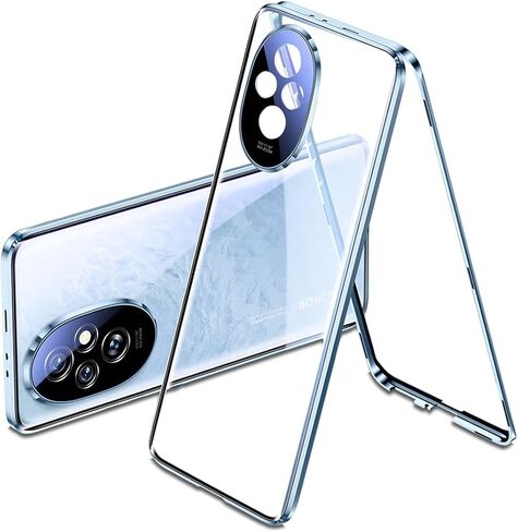 حافظة QUIETIP متوافقة مع Honor 200 Pro، هيكل معدني مغناطيسي وغطاء زجاجي شفاف مزدوج الجوانب مع حماية للكاميرا، أسود in Saudi Arabia