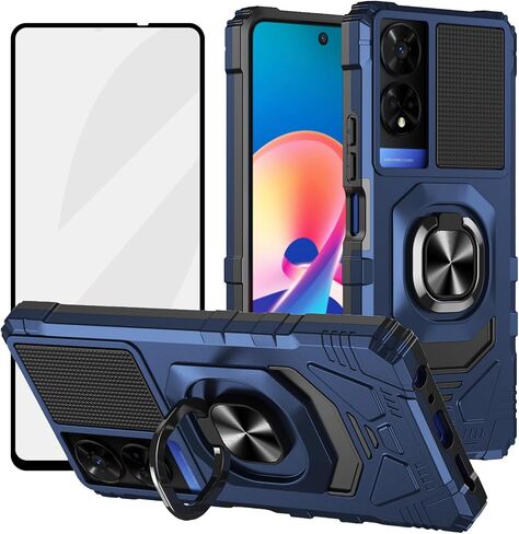 Ailiber for TCL 50 SE Magnetic Case, TCL 50 SE Phone Case with Screen Protector, Ring Kickstand for Car Mount, Military Grade Shockproof Durable Cell Phone Case for TCL 50 SE 5G-Blue in Saudi Arabia