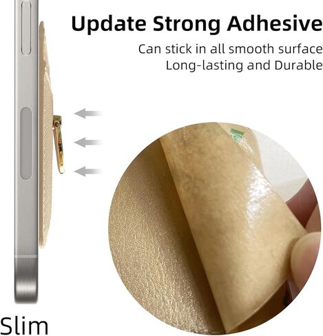 حامل بطاقة الائتمان لحافظة الهاتف، مرفق محفظة لاصقة RFID لحافظة الهاتف مع حامل حلقة الإصبع على معظم الهواتف الذكية لهواتف iPhone وGalaxy وGoogle، جلد نباتي ذهبي in Kuwait