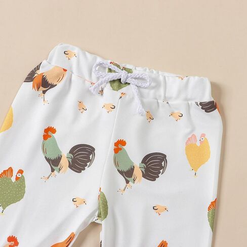 Chicken Baby Clothes Baby Girls Funny Letter Romper Chicken Fabric Flare Trousers Heaband Set Country Farm Baby Stuff in Saudi Arabia