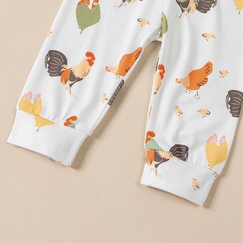 Chicken Baby Clothes Baby Girls Funny Letter Romper Chicken Fabric Flare Trousers Heaband Set Country Farm Baby Stuff in Saudi Arabia