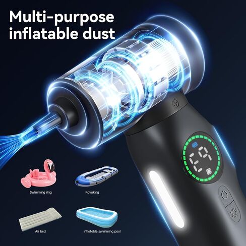 Compressed Air Duster-130000RPM Electric Air Duster with LED,3 Gear Adjustable Keyboard Cleaner,6000mAh Cordless Air Blower,Replace Canned Air Duster,Cordless Air Duster,Car Dusters(Black) in Saudi Arabia