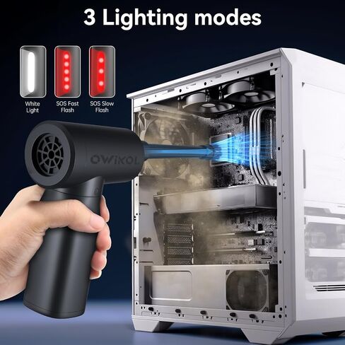 Compressed Air Duster-130000RPM Electric Air Duster with LED,3 Gear Adjustable Keyboard Cleaner,6000mAh Cordless Air Blower,Replace Canned Air Duster,Cordless Air Duster,Car Dusters(Black) in Saudi Arabia