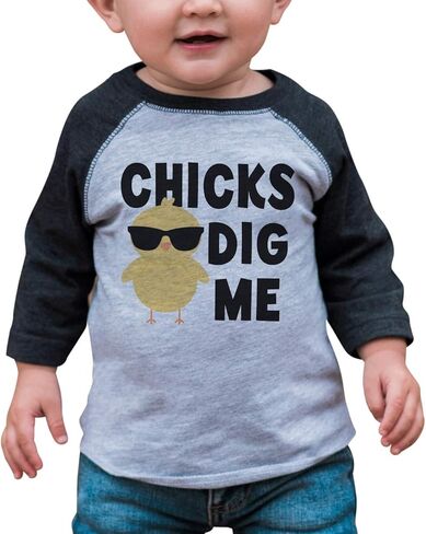 7 ate 9 Apparel Boy's Chicks Dig Me Funny Easter Shirt in Saudi Arabia