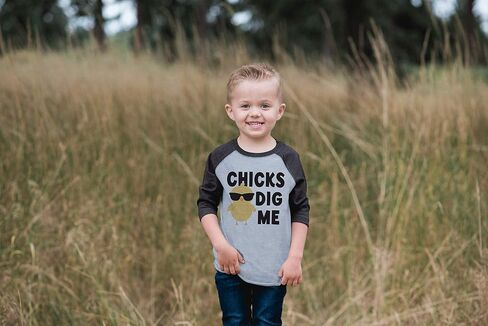 7 ate 9 Apparel Boy's Chicks Dig Me Funny Easter Shirt in Saudi Arabia