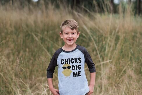 7 ate 9 Apparel Boy's Chicks Dig Me Funny Easter Shirt in Saudi Arabia