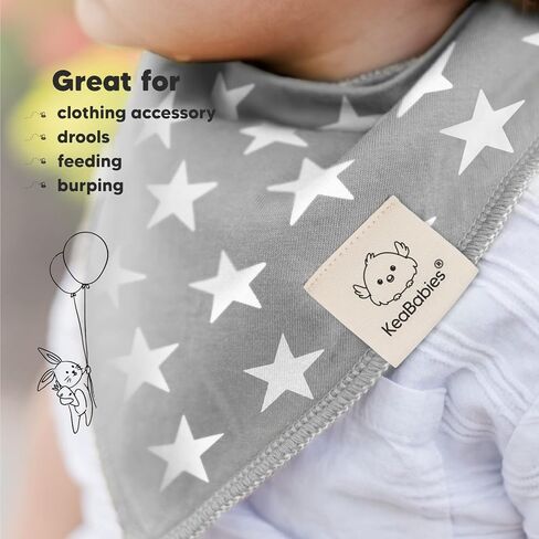 KeaBabies 6-Pack Baby Burp Cloths for Baby Boys and Girls and 10-Pack Baby Bandana Drool Bibs - Organic Cotton Burp Clothes for Baby Boy - Organic Cotton Bandana Bibs for Boys, Girls - Burp Clothes in Saudi Arabia