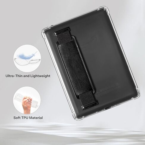 CoBak Clear Case & Hand Strap for Kindle Paperwhite 11th Gen 2021 & Signature Edition(6.8")-Lightweight Scratch-Proof Silicone Back Cover. Perfectly Clear Protection in Saudi Arabia