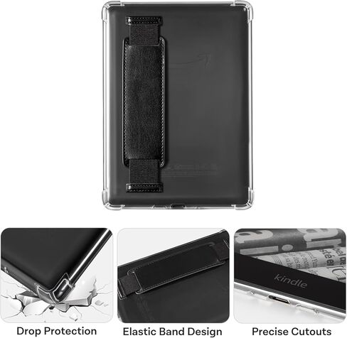 CoBak Clear Case & Hand Strap for Kindle Paperwhite 11th Gen 2021 & Signature Edition(6.8")-Lightweight Scratch-Proof Silicone Back Cover. Perfectly Clear Protection in Saudi Arabia