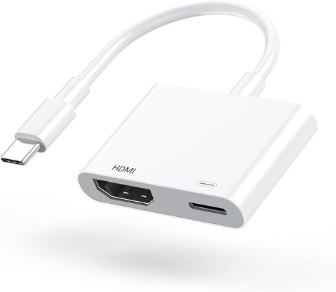 محول USB C إلى HDMI، مخرج صوت فيديو 1080P USB من النوع C إلى HDMI 4K مع محول منفذ شحن 100 واط من النوع C متوافق مع iPhone 15/15 Plus/15 Pro/15 Pro Max، iPad Pro، Galaxy S24/S23/S22 in Kuwait