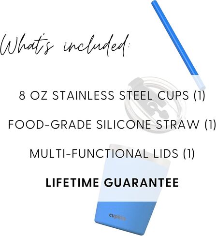 CUPKIN Toddler Cups with Straws, The Original 8 oz Stackable Stainless Steel Baby Straw Cup, Set of 2 Kids Cups, Powder Coated Insulated Kids Tumblers, No BPA Lids + Silicone Straws (Blue + Green) in Saudi Arabia