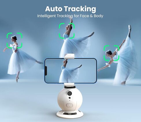 Misa Pod Auto Face Tracking Cell Phone Tripod Mount Stand, UGC Content Creator Tools with 360° Hands Free Smartphone Holder for Streaming, Vlogging Kit for iPhone and Camera - Black in Kuwait