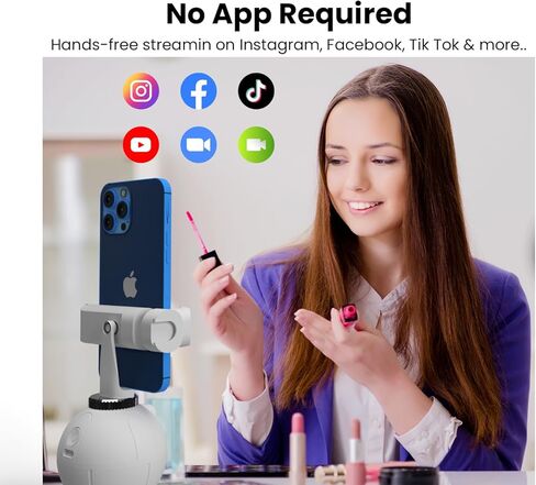 Misa Pod Auto Face Tracking Cell Phone Tripod Mount Stand, UGC Content Creator Tools with 360° Hands Free Smartphone Holder for Streaming, Vlogging Kit for iPhone and Camera - Black in Kuwait