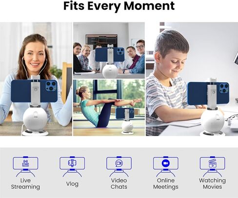 Misa Pod Auto Face Tracking Cell Phone Tripod Mount Stand, UGC Content Creator Tools with 360° Hands Free Smartphone Holder for Streaming, Vlogging Kit for iPhone and Camera - Black in Kuwait